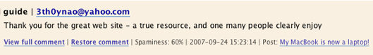 A spam comment without any url